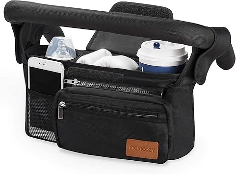 Momcozy Universal Stroller Organizer with Insulated Cup Holder Detachable Phone Bag & Shoulder Strap, Fits for Stroller Like Uppababy, Baby Jogger, Britax, BOB, Umbrella and Pet Stroller
