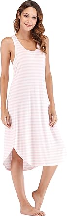 GYS Women's Bamboo Viscose Nightgown Soft Sleeveless Sleepshirt Summer Racerback Tank Sleep Dress