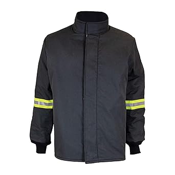 Oberon 140 Cal Arc Flash Coat for Men - Hi Vis Lightweight Flame Resistant Black Jacket - Meets ANSI, CSA - TCG Ultralight