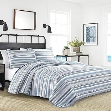 Nautica - King Quilt Set, Soft & Breathable Cotton Bedding with Medium Weight Feel, Reversible 3 Piece Bed Set with Matching Pillowcase (Jettison Grey)