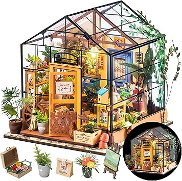 Rolife DIY Miniature Greenhouse Kit, Tiny/Mini House Making Kit with Furniture for Adults, Furniture, Halloween/Christmas Decorations, Gifts for Family and Friends (Cathy's Greenhouse)