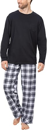 PajamaGram Men Pajamas Sets - Cozy 100% Cotton Pajamas for Men, Knit Long Sleeve Pajama Set for Men, Pijamas Para Hombres