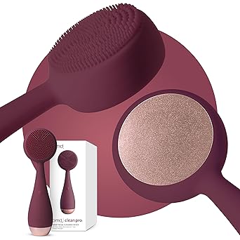 Clean Pro - Electric Facial Cleansing Brush, Smart Facial Device with Silicone Brush & Heated Anti-Aging Aluminum, Gemstone, Precious Metal Massager