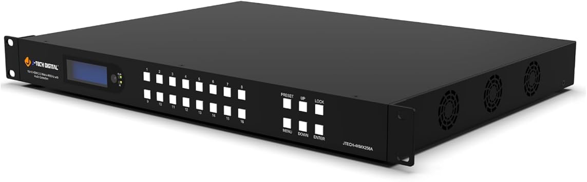 J-Tech Digital 4K 60Hz 16x16 HDMI Matrix Switch Supports 4K > 1080P Downscale, Compatible with HDR Analog Audio Matrix ARC RS232 IR EDID