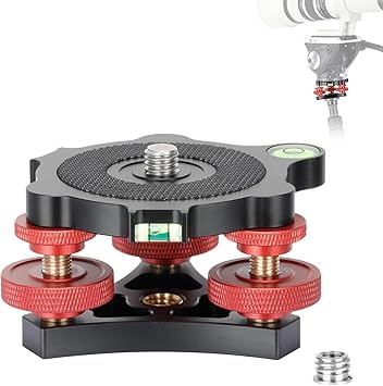 Koolehaoda Tripod Head Leveling Base Camera Leveler, Aluminum Tripod Leveler Stand with +/-5° Precise Angle Adjustment, 3/8" Thread for DSLR Camera Photography Tripod Panoramic Head