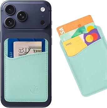 Wallaroo Premium Leather Cell Phone Wallet Stick On - Android and iPhone Wallet and Card Holder for Women and Men - Durable with Non-Slip Lining Secures Up to 3 Cards