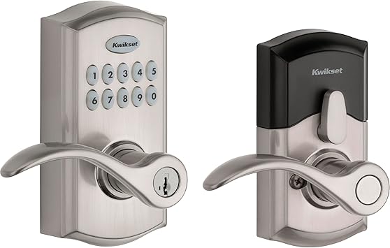 Kwikset SmartCode 955 Pembroke Light Commercial 10-Button Keypad Electronic Lever, Convenient Keyless Entry, 3-Year Battery Life and High Traffic Durability in Satin Nickel