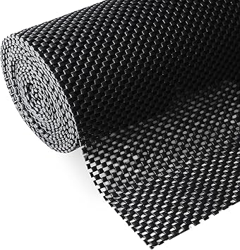 Shelf Liner, Non-Adhesive Roll Drawer Liners 12 Inches x 20 Feet for Drawers, Non Slip Grip Durable Strong Clean, for Cabinets, Kitchen, Storage, Desks, Kitchenware, Tableware, Black