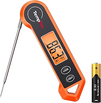 TempPro TP19H Digital Meat Thermometer for Cooking, 1 Sec Instant Read Food Thermometer with Motion-Sensing Wake for BBQ Grill Oil Fry Candy for Fathers Day Gift for Dad Men (Previously ThermoPro)