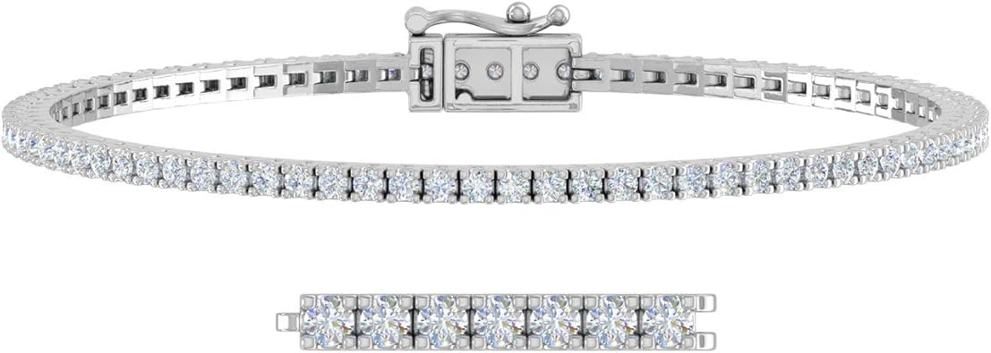 1.40 to 1.5 Carat Natural Diamond Bracelet for Women Tennis in 10K Gold or 950 Platinum (6.5 Inch To 7.5 Inch)