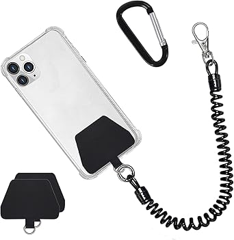 Doormoon Phone Lanyard Tether with Patch, Universal Stretchy Straps and Phone Case Anchor for Anti-drop Outdoor Skiing Hiking Cycling Climbing Compatible for iPhone Samsung Pixel Most Smartphones