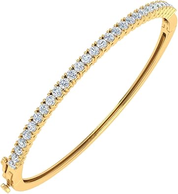 1.5 Carat Round Cut Prong Set Diamond Ladies Bangle Bracelet for Women in 10K Gold Jewelry Gift for Her