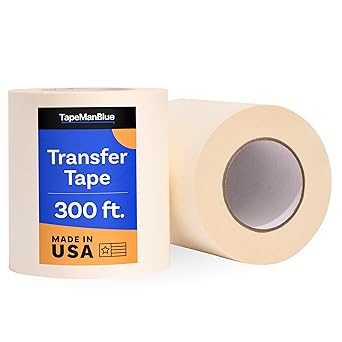TapeManBlue 6" x 300' Roll of Paper Transfer Tape for Vinyl, Made in America, Premium-Grade Transfer Paper for Vinyl with Layflat Adhesive for Crafts, Decals, and Letters