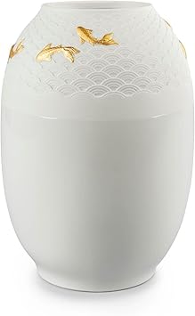 LLADRÓ Koi Vase. Golden Luster. Porcelain Vase.