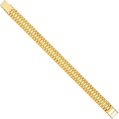 Mens Fancy Rolex Type Bracelet in 14k Yellow Gold Length 8.5’'’ Men's Gold Fancy Bracelet for Men's - More Designs (TOP633, 8.5)