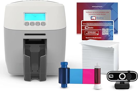 Bodno Magicard 600 Single Sided ID Card Printer & Complete Supplies Package ID Software - Bronze Edition