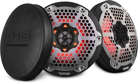 DS18 Hydro NXL-6M/BK - High End Mesh Grill Coaxial Speaker Pair - 2-Way Car Speaker with Integrated RGB Lights - 300 Watt Car Audio System - Water Resistant Speakers - 6.5 Inches, Black