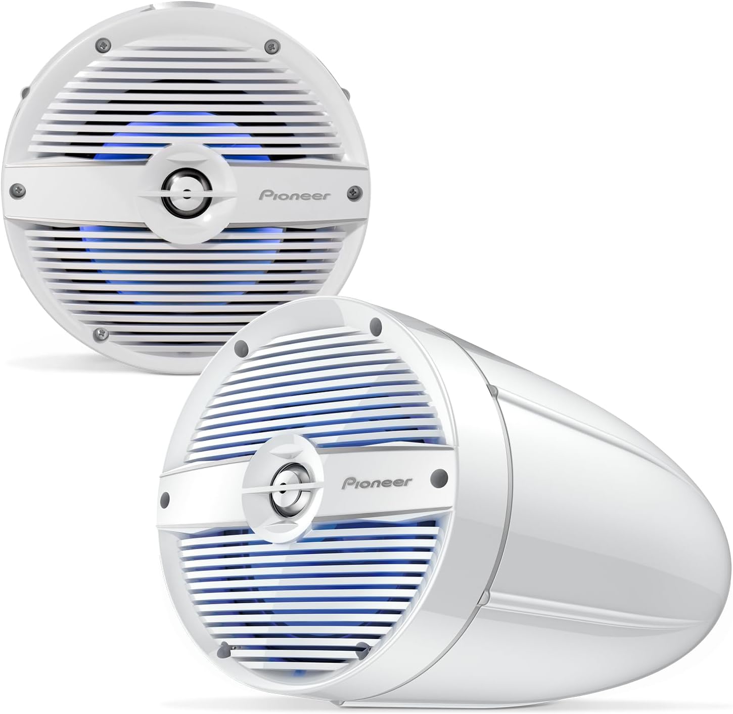 PIONEER TS-ME770TSB 7.7" Wakeboard Tower Speakers (Pair, Black Sport Design) – 250W, RGB LED Lighting, Water Resistant Marine Speaker System Upgrade for Boats and Other Outdoor Audio Systems