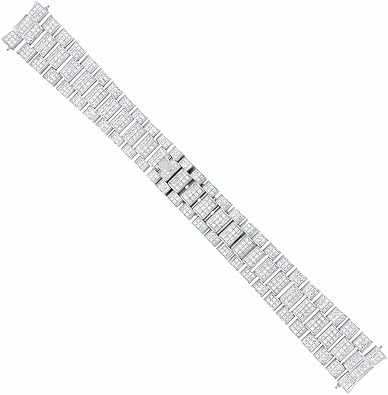 Ewatchparts 20mm 18KW PRESIDENT WATCH BAND WITH ALL NATURAL DIAMOND LINKS COMPATIBLE WITH ROLEX 8CTS