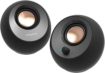 Creative Pebble V3 Minimalistic 2.0 USB-C Desktop Speakers with USB Audio, Clear Dialog Enhancement, Bluetooth 5.0, 8W RMS with 16W Peak Power (Black)