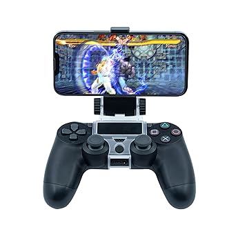 Mcbazel Phone Mount Clip for PS4 Controller, Smart Phone Holder Compatible with PS4 DualShock 4 Controller and iPhone, Android up to 6 Inch - Black