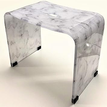 Senko 63680 Marble Stone Bath Chair, Bath Chair, Height Approx. 13.8 inches (35 cm), Gray