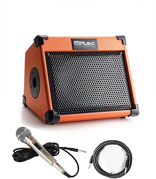 Acoustic Guitar Amplifier, 20 Watt Bluetooth Amp for Guitar Acoustic with Reverb Chorus Effect, 3 Band EQ（Including Microphone and Audio Cable）
