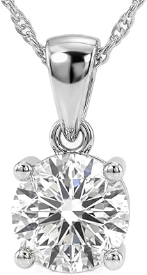 Lab Grown Diamond Necklace For Women | 1/4 - 2 Carat | Premium GH Color VS - SI Clarity Diamonds | Certified by Gemologists | 14K Solid White & Yellow Gold Pendant | 16 -18 Inch Adjustable Gold Chain