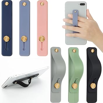 Weewooday 6 Pieces Phone Grip Holder Cell Phone Grip Strap Telescopic Finger Strap Stand Universal Finger Kickstand for Most Smartphones(Soft Colors,Classic)