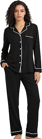 HEARTNICE Womens Pajama Set, Soft Long Sleeve Pajamas & Long Pants with Pockets, Button-up Sleepwear Lounge Pjs