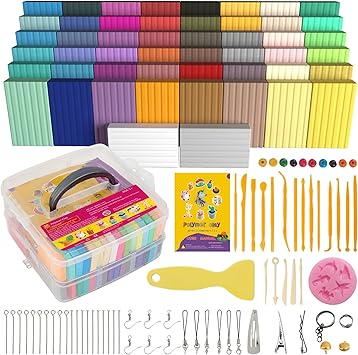 Aestd-ST Polymer Clay 50 Colors, Modeling Clay for Kids DIY Starter Kits, Oven Baked Model Clay, Non-Sticky Molding Clay with Sculpting Tools, Gift for Children and Artists