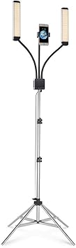 GLAMCOR Multimedia X Portable LED Lighting Kit | Remote Controlled 2700K - 5600K Color Temperature | Smartphone Mount (Grey with Clear Crystals)
