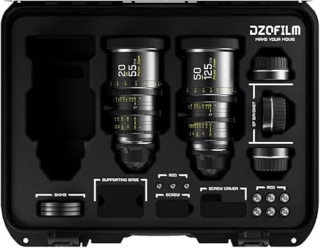 DZOFILM Pictor 20-55mm and 50-125mm T2.8 Super35 Parfocal Cine Lens Bundle for PL Mount and Canon EF, Black