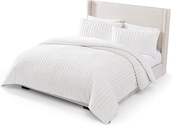 UGG Kenzie Comforter Set with 2 Pillow Shams Plush Faux Fur Bedding Soft Warm Down Alternative Comforter Washable Hypoallergenic Fluffy Blanket Set for Bedroom, King/California King Size, White Snow