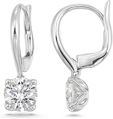 1/2 to 4 Carat Lab Grown Diamond Round Dangle Drop Earrings for Women in 14K Gold (D-E-F/G-H, VS1-VS2, 0.50 to 4.00 cttw) Brilliant Cut Diamond Lever Back
