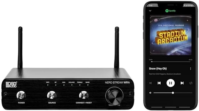 OSD Audio Nero Stream WRA: Outdoor Amplifier w/App Control (100W x 2), Stream Spotify, Tidal & More, IP64 Weatherproof, Class D Compact Design, EQ Control, Ideal for Backyards & Patios