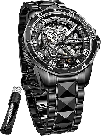 Skeleton Mens Watch Automatic Mechanical Self Winding Luxury Sapphire Crystal Tungsten Steel Waterproof Luminous Dress Wrist Watch