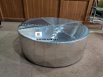 Aluminum 37" Hammered Coffee Table Aviator Living Room Furniture - Office Decor & Office Furniture