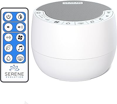 Serene Evolution White Noise Sound Machine with Remote Control - 70 Sound Options for Sleeping Adults and Babies - White Noise Machine for Office Privacy, Noise Canceling with Ocean and Rain Sounds