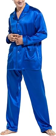 COLD POSH 100% 19MM Mulberry Silk Pajamas for Men Soft Lightweight Mens Silk Pajama Set for Valentines Pjs