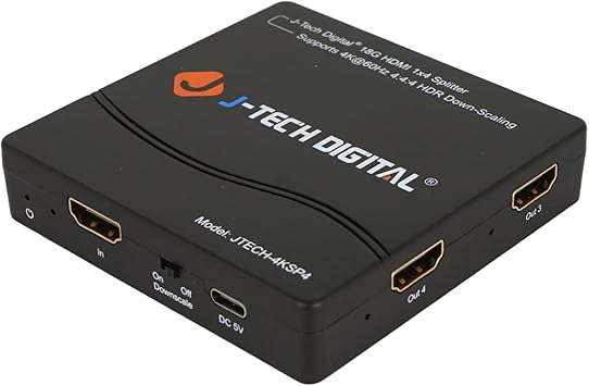 J-Tech Digital 4k 2x2 4K60Hz HDMI Video Wall Controller Multiviewer Seamless Switch Matrix | 4K60Hz Input and 4K30Hz Output, Supports HDMI, HDCP, RS-232, LAN, Downscale & Upscale, Web Control