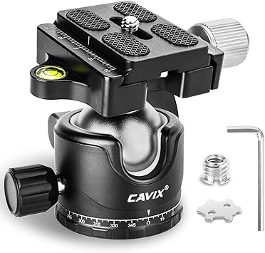 Ball Head Mount, CAVIX 36mm Ball Head Camera Tripod Head with 1/4“ Arca Swiss Quick Release Plate for Tripod, Monopod, DSLR, Camera,Load 33lb/15kg