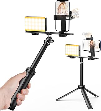 Pixel Pocket Video Light,Built-in 3000mAh Rechargeable Battery,Tripod and Magnetic Patch for Phone Video Recording,Video Conference,Live Streaming