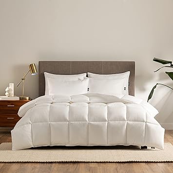 Serta Down Illusion All Season Hypoallergenic Down Alternative Comforter with Corner Loops, Full/Queen, White