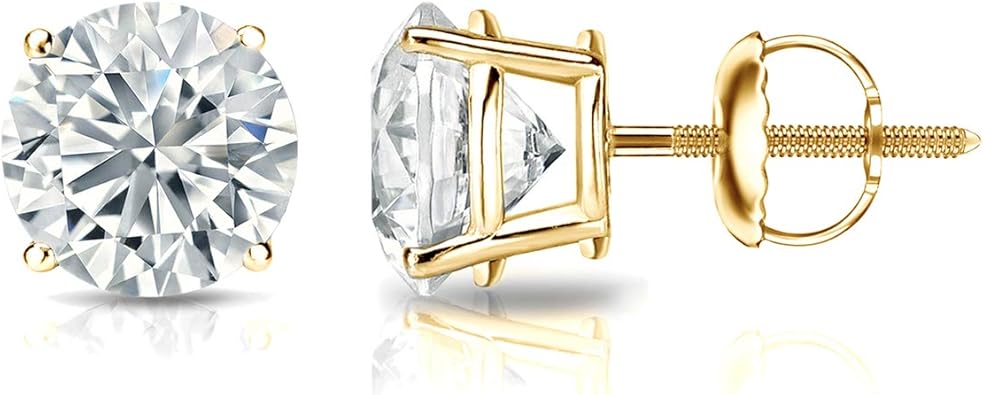1/5 to 2 Carat Lab Grown Diamond Round Stud Earrings for Women in 14k Gold (VS2-SI1, 0.20 to 1.00 cttw) 4-Prong Setting Screw Back Studs by Diamond Wish