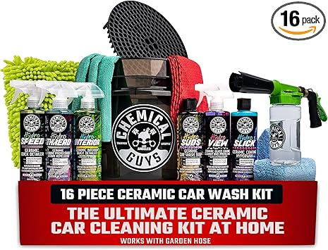 Chemical Guys HOL362 16-Piece Arsenal Builder Ceramic Car Wash & Protection Kit with Foam Gun, Bucket and (6) 16 oz Car Care Cleaning Chemicals (Works w/Garden Hose)