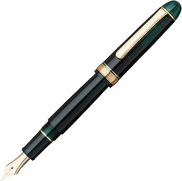 PLATINUM Japanese Fountain Pen #3776 Century Gold Trim Laurel Green UEF/Green/0.18-0.24 mm/Handmade/14-Karat Gold Nib with Gift Box/Fountain Pen