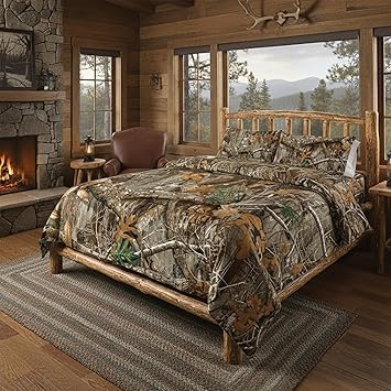Northwest Realtree 4-Piece Twin Size Bed in a Bag Set, 1 Comforter, 1 Fitted Sheet, 1 Flat Sheet, 1 Pillowcase, All Seasons Bedding, Edge Camo
