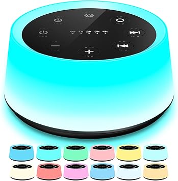 ColorsNoise Sound Machine and White Noise Machine with 30 Soothing Sounds 12 Colors for Kids Adult Baby Night Light with Memory Function for Home Office (Black)