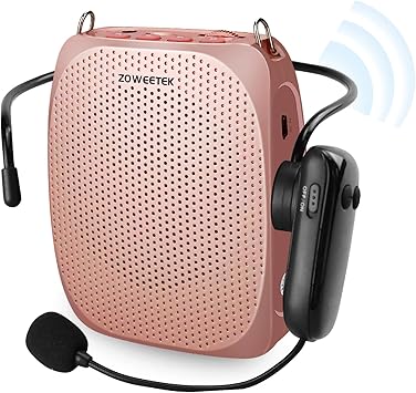 ZOWEETEK Wireless Voice Amplifier for Teachers with 2 Microphone, Original Voice Amplifier Wireless Microphone, Portable Speaker megaphone for Classroom, Training, Meeting, Instructors, Coaches, Games